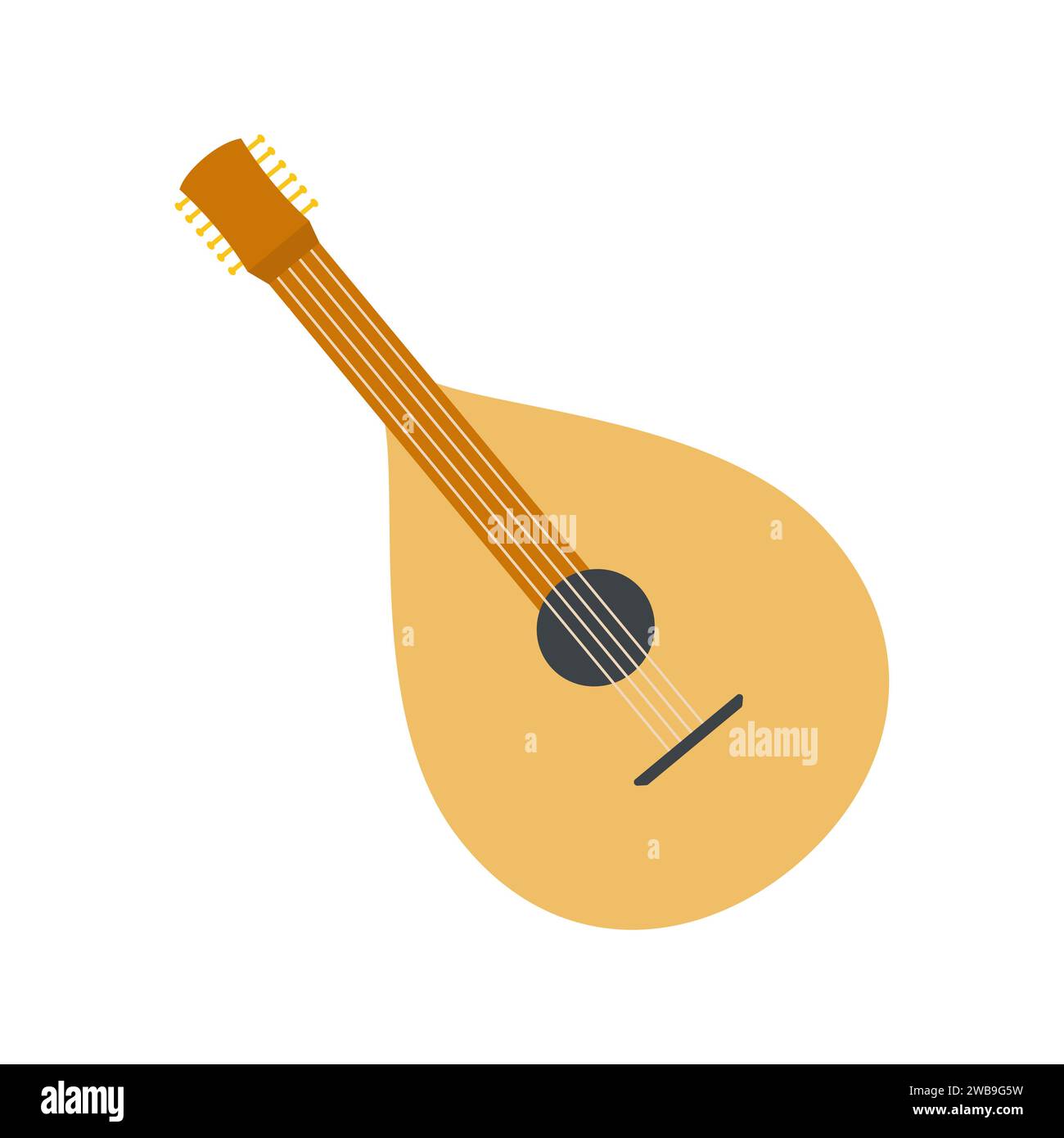 Italienische Mandoline aus Holz. Traditionelles italienisches Musikinstrument Cartoon Vektor Illustration Stock Vektor