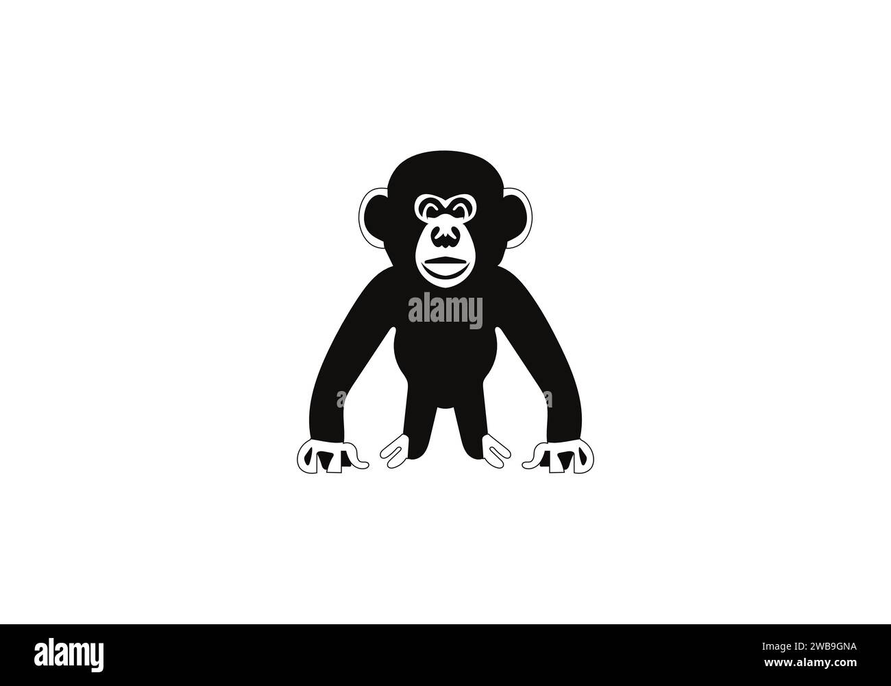 Schimpansen im minimalen Stil mit Illustration Stock Vektor