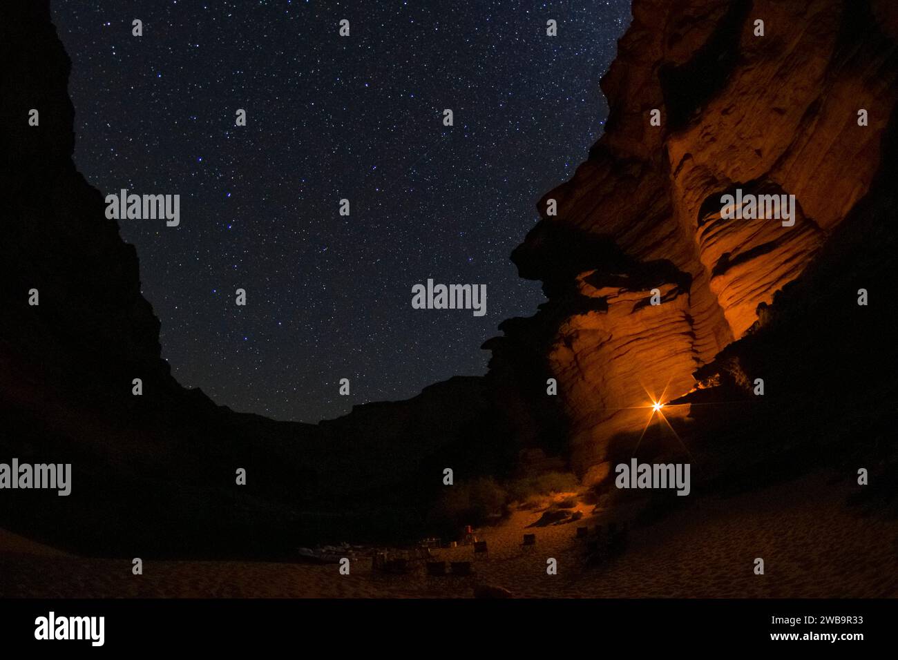 Die Sterne über dem Big Dune Camp am Colorado River, Grand Canyon NP, Arizona Stockfoto