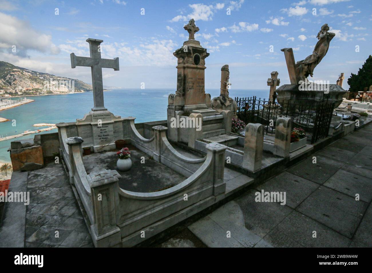 Alter Friedhof in Menton, Departement Alpes-Maritimes, Südostfrankreich Stockfoto