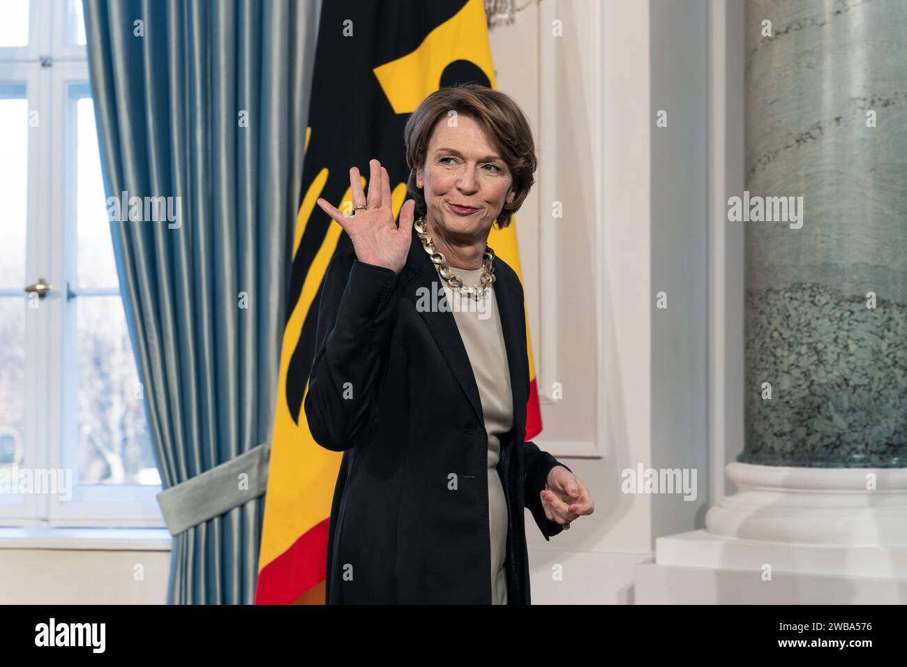 09.01.2024,Berlin,Schloss Bellevue,Neujahrsempfang des Bundespräsidenten Frank-Walter-Steinmeier für Repräsentanten des öffentlichen Lebens und rund 60 engagierte Bürgerinnen und Bürger aus allen Bundesländern.Foto:Elke Büdenbender *** 09 01 2024,Berlin,Schloss Bellevue,Neujahrsempfang von Bundespräsident Frank Walter Steinmeier für Vertreter des öffentlichen Lebens und um 60 engagierte Bürger aus allen bundesländern Foto Elke Büdenbender Stockfoto