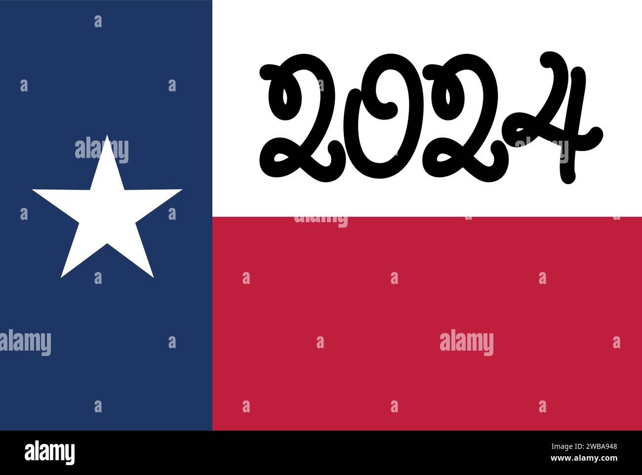 Die Flagge des US-Bundesstaates TEXAS mit dem Datum 2024 Stock Vektor