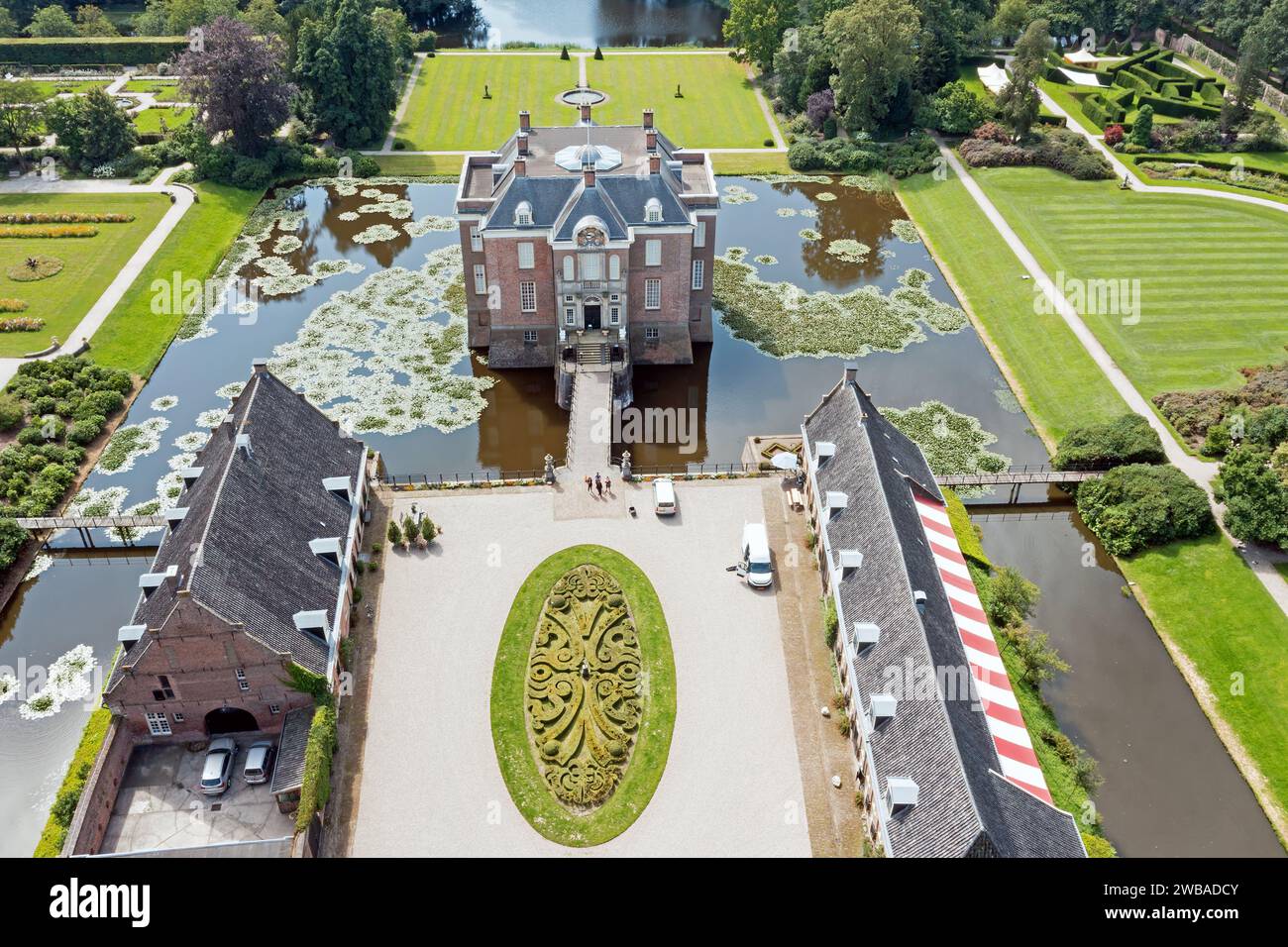 Luftaufnahme von Schloss Middachten in de Steeg in den Niederlanden Stockfoto