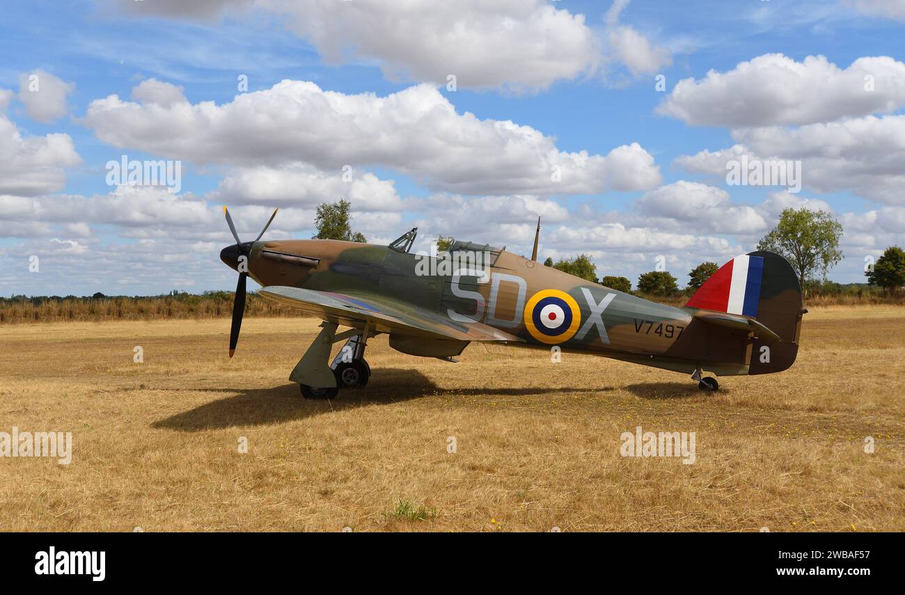 Vintage Hawker Hurricane I V7497 Kampfflugzeug aus dem Zweiten Weltkrieg Stockfoto