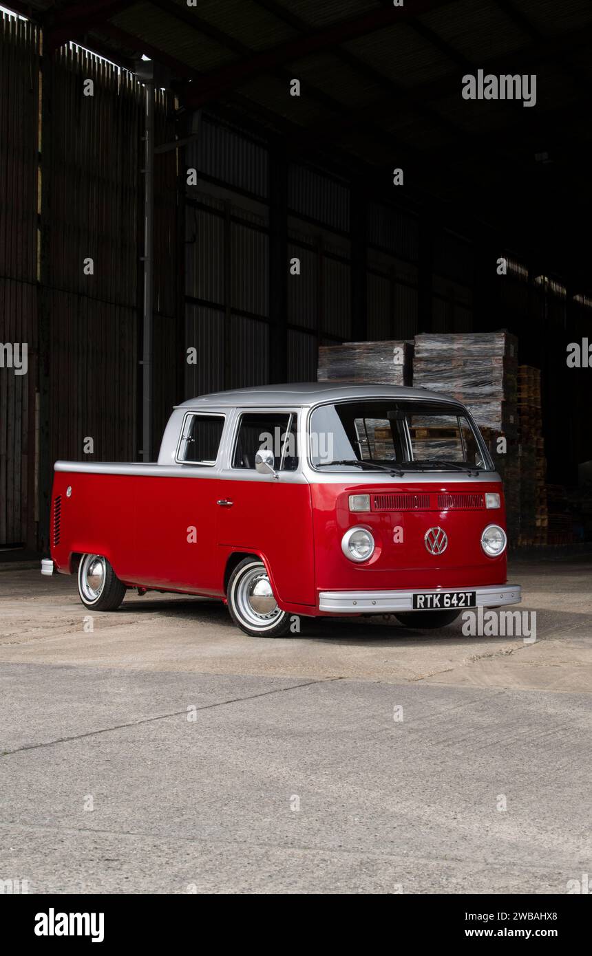 VW-Pick-up-Lkw Typ 2 mit Doppelkabine und Heckfenster Stockfoto