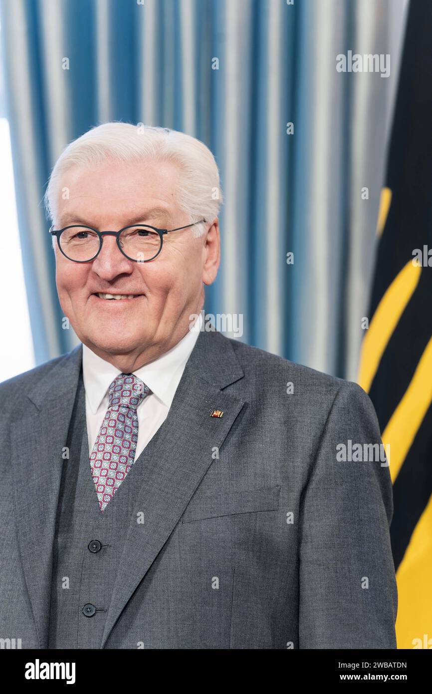 09.01.2024,Berlin,Schloss Bellevue,Neujahrsempfang des Bundespräsidenten Frank-Walter-Steinmeier für Repräsentanten des öffentlichen Lebens und rund 60 engagierte Bürgerinnen und Bürger aus allen Bundesländern.Foto:BP Frank-Walter Steinmeier *** 09 01 2024,Berlin,Schloss Bellevue,Neujahrsempfang durch Bundespräsident Frank Walter Steinmeier für Vertreter des öffentlichen Lebens und rund 60 engagierte Bürger aus allen bundesländern Foto BP Frank Walter Steinmeier Stockfoto