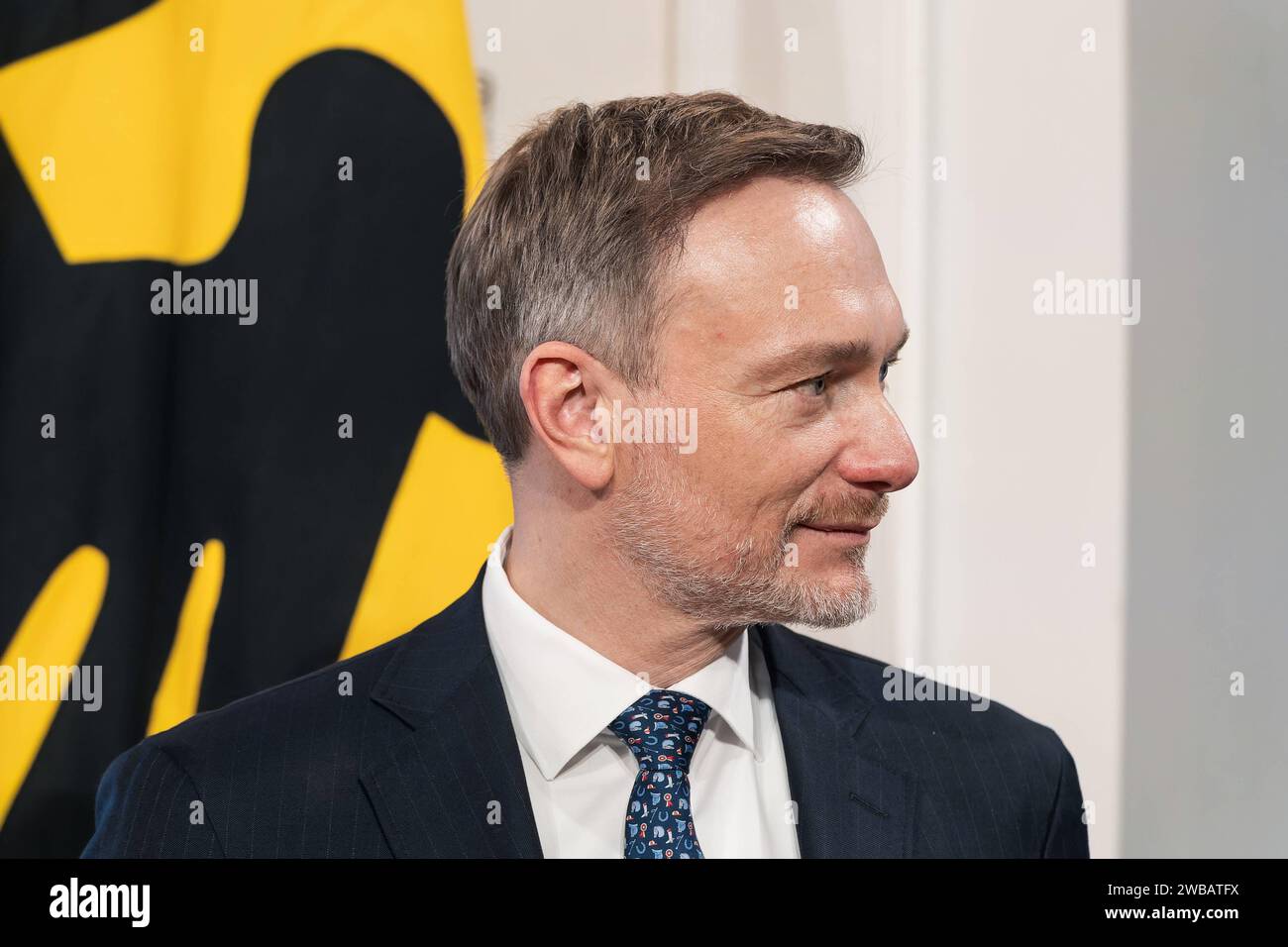 09.01.2024,Berlin,Schloss Bellevue,Neujahrsempfang des Bundespräsidenten Frank-Walter-Steinmeier für Repräsentanten des öffentlichen Lebens und rund 60 engagierte Bürgerinnen und Bürger aus allen Bundesländern.Foto:BP Frank-Walter Steinmeier,Elke Büdenbender,BM Christian Lindner *** 09 01 2024,Berlin,Schloss Bellevue,Neujahrsempfang von Bundespräsident Frank Walter Steinmeier für Vertreter des öffentlichen Lebens und rund 60 engagierte Bürger aus allen bundesländern Foto BP Frank Walter Steinmeier, Elke Büdenbender, BM Christian Lindner Stockfoto