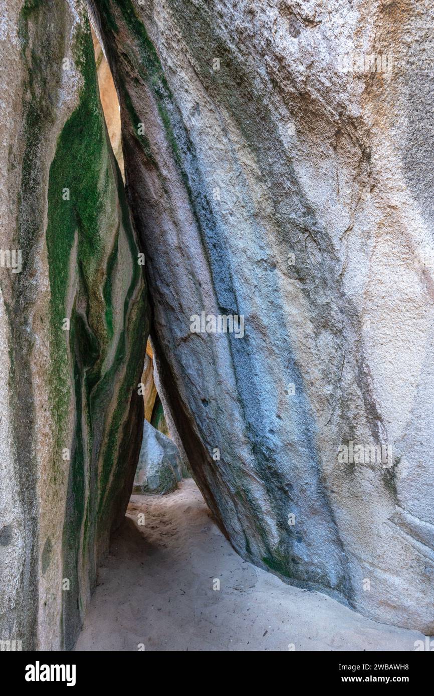 Virgin Gorda, British Virgin Islands, an den Felsen der Bäder. Stockfoto