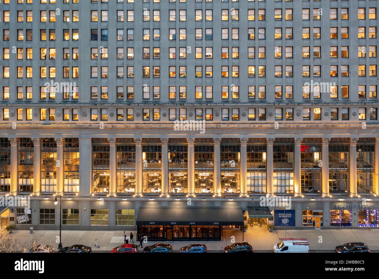 Detroit, Michigan – das erste National Building, das von dem Architekten Albert Kahn entworfen wurde und zwischen 1921 und 1930 erbaut wurde. Das Bürogebäude gehört da Stockfoto