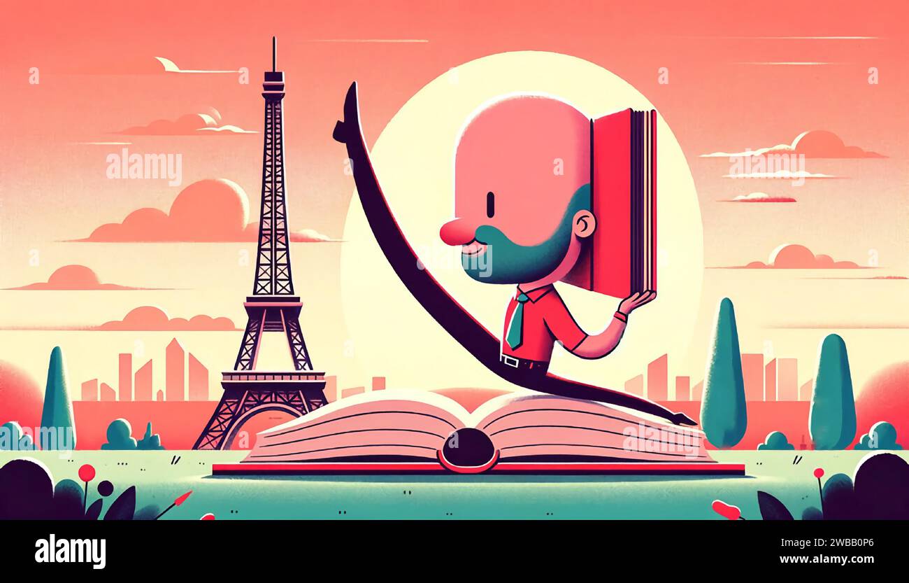 Paris, Bücher im illustrierten Stil Stock Vektor