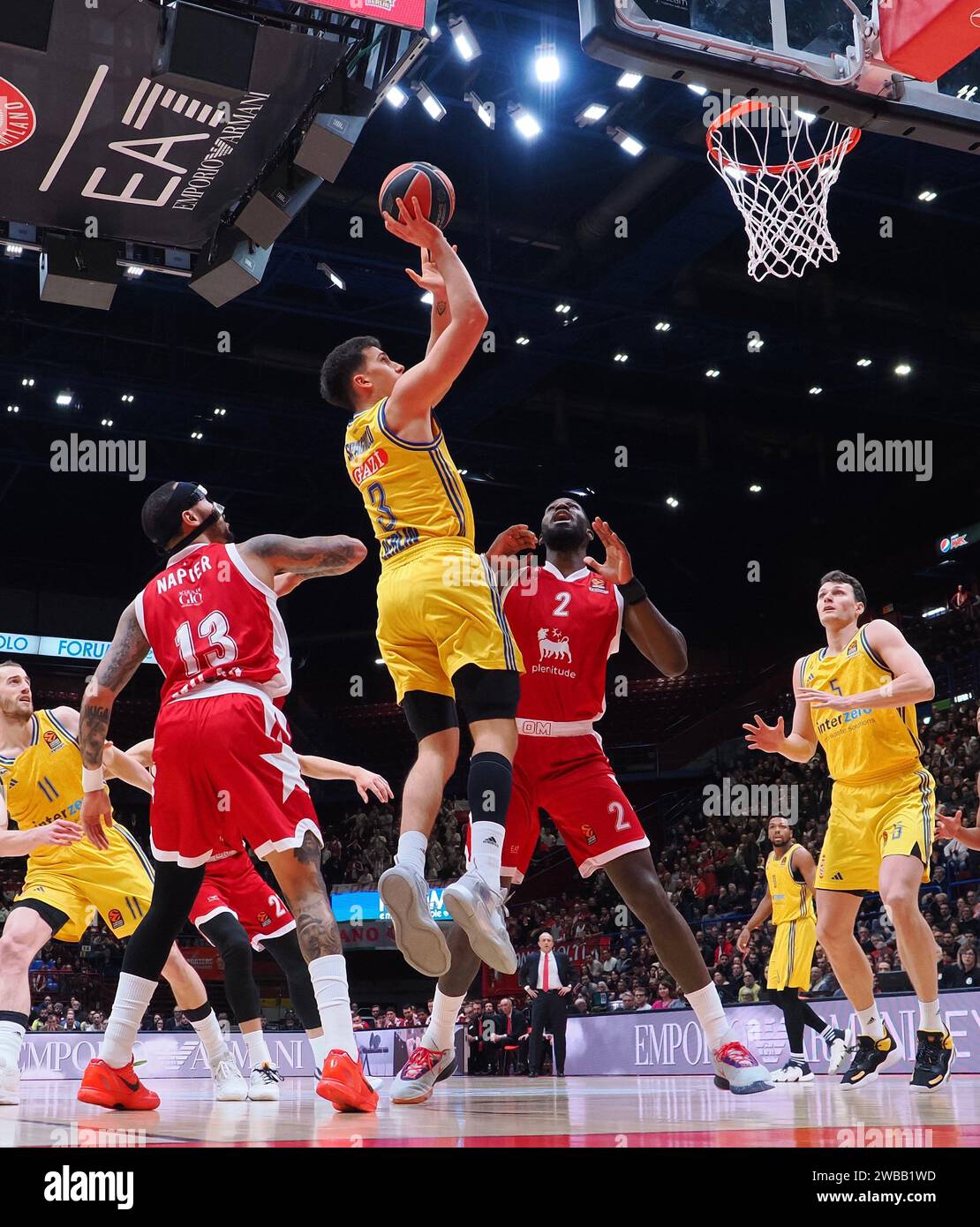 Mailand, Italien. Januar 2024. Matteo Spagnolo (Alba Berlin) während der EA7 Emporio Armani Milano vs Alba Berlin, Basketball Euroleague Spiel in Mailand, Italien, 9. Januar 2024 Credit: Independent Photo Agency/Alamy Live News Stockfoto