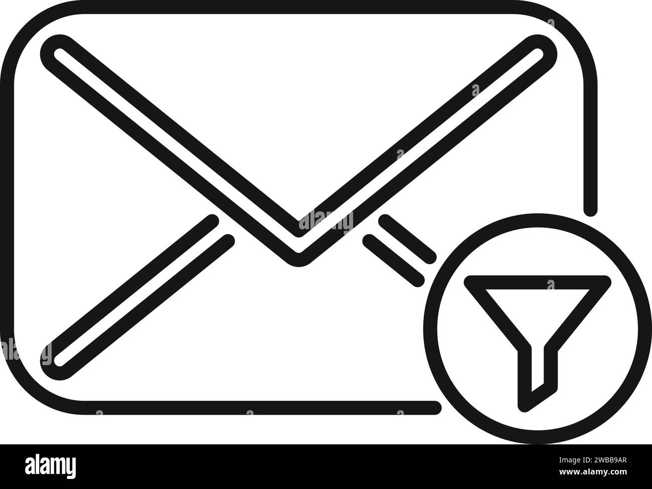 E-Mail-Trichterdaten-Symbol Konturvektor. Strömungstunnel. Medienzeit Stock Vektor