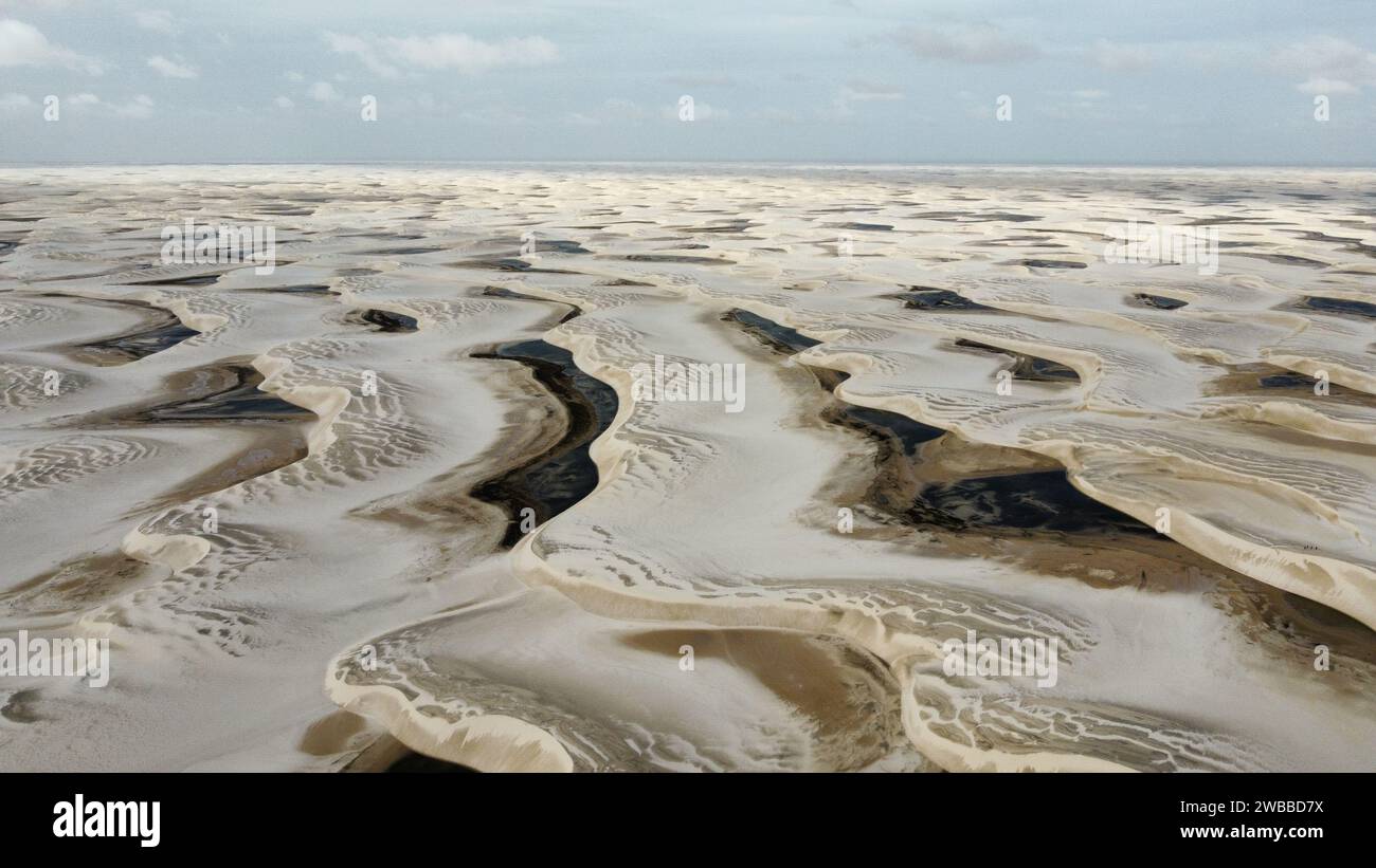 Lencois Maranhenses, die größte Fläche weißer Sanddünen Brasiliens. Stockfoto