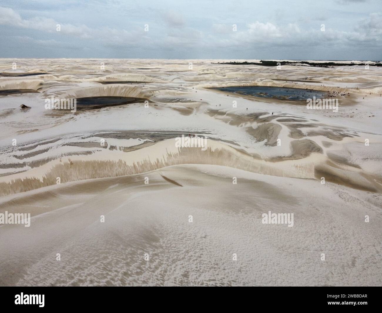 Lencois Maranhenses, die größte Fläche weißer Sanddünen Brasiliens. Stockfoto
