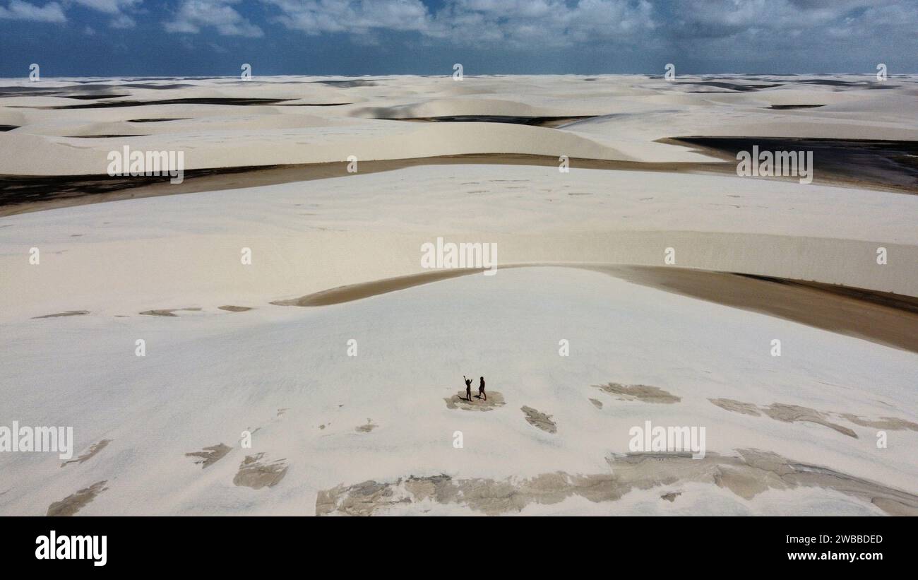 Lencois Maranhenses, die größte Fläche weißer Sanddünen Brasiliens. Stockfoto