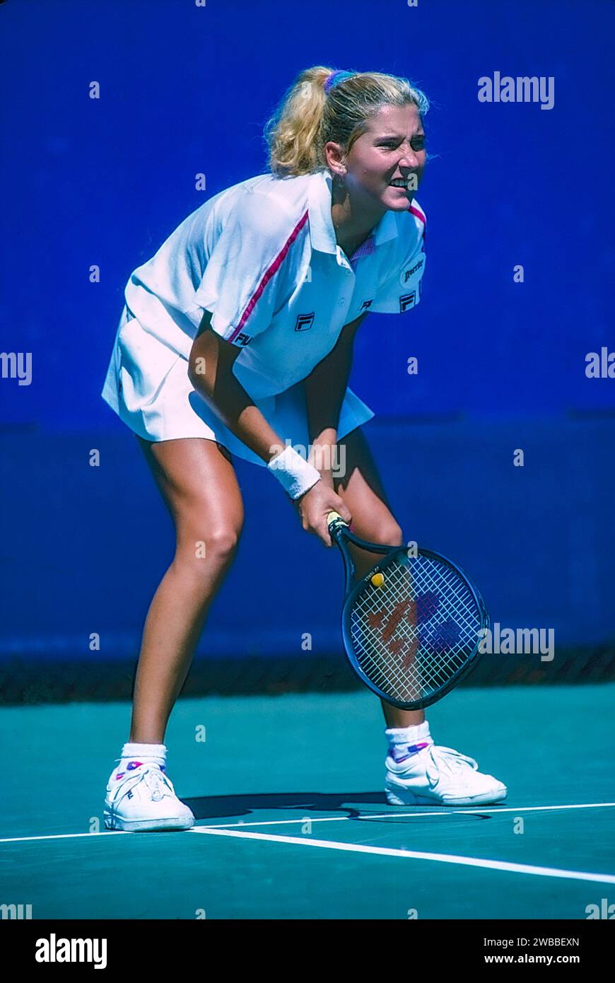 Monica Seles (USA) trat 1990 bei den US Open Tennis an. Stockfoto