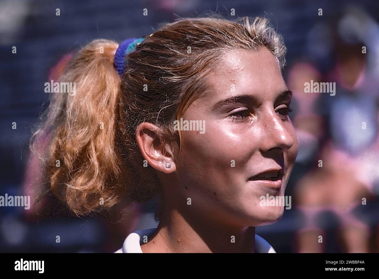 Monica Seles (USA) trat 1990 bei den US Open Tennis an. Stockfoto