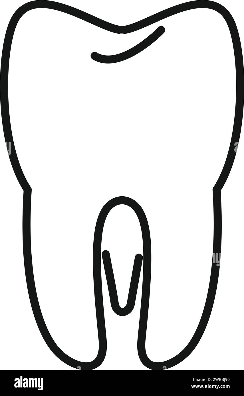 Konturvektor des Symbols für die Zahntransplantation. Bioprinting Anatomie. Zukünftiger Bio-Monitor Stock Vektor