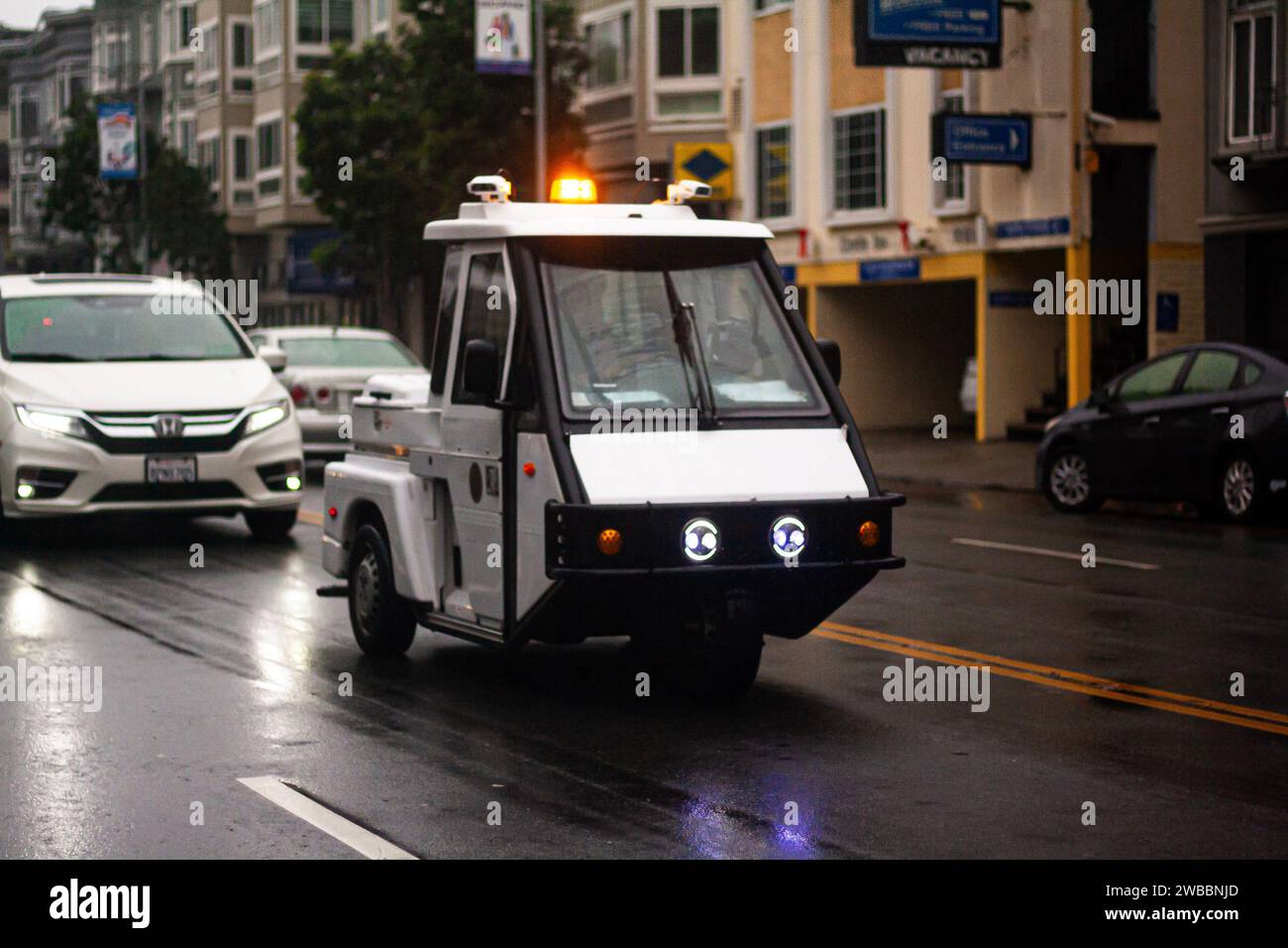 Parken des Polizeiwagens in San Francisco, Kalifornien Stockfoto