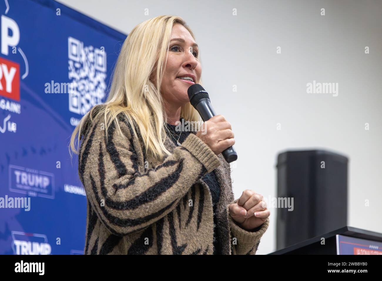 Die Kongressabgeordnete Marjorie Taylor Greene hielt eine Wahlkampfveranstaltung für den republikanischen Präsidentschaftskandidaten Donald J. Trump im Hidden Tower Event CEN ab Stockfoto