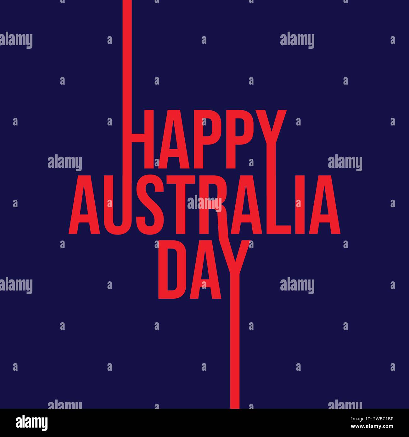 Rote Farbvektortypografie des glücklichen Australien-Tages auf blauem Hintergrund. Grußkarte zum australischen Tag, Poster, Banner, Vorlage, Postkarte. 26 Stock Vektor