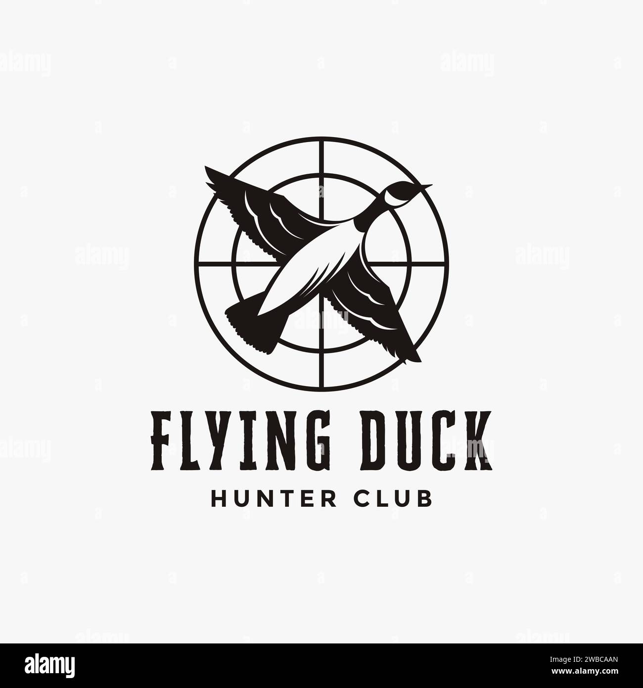 Fliegende Gänseente Schießen Club Logo, Jäger Logo Vektor Vorlage Stock Vektor