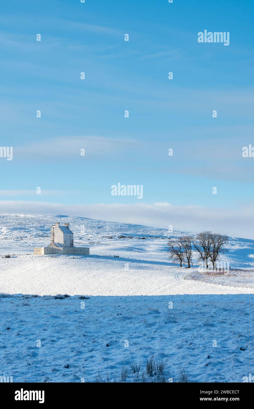 Corgarff Castle im Dezember Schnee. Aberdeenshire, Schottland Stockfoto