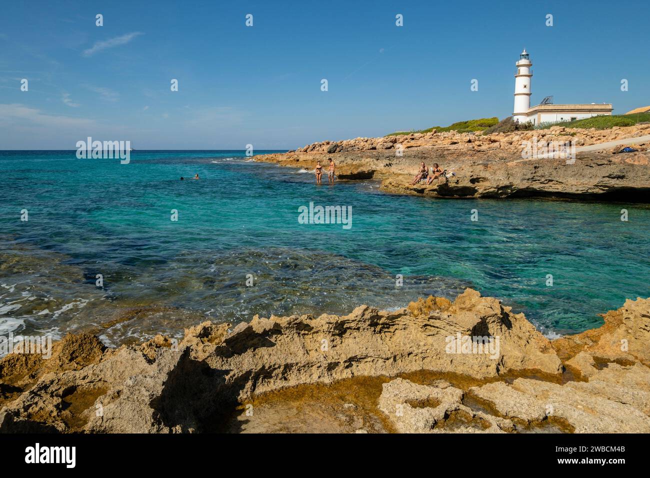 Faro de Cabo de las Salinas, Santanyí Mallorca, balearen, Spanien Stockfoto