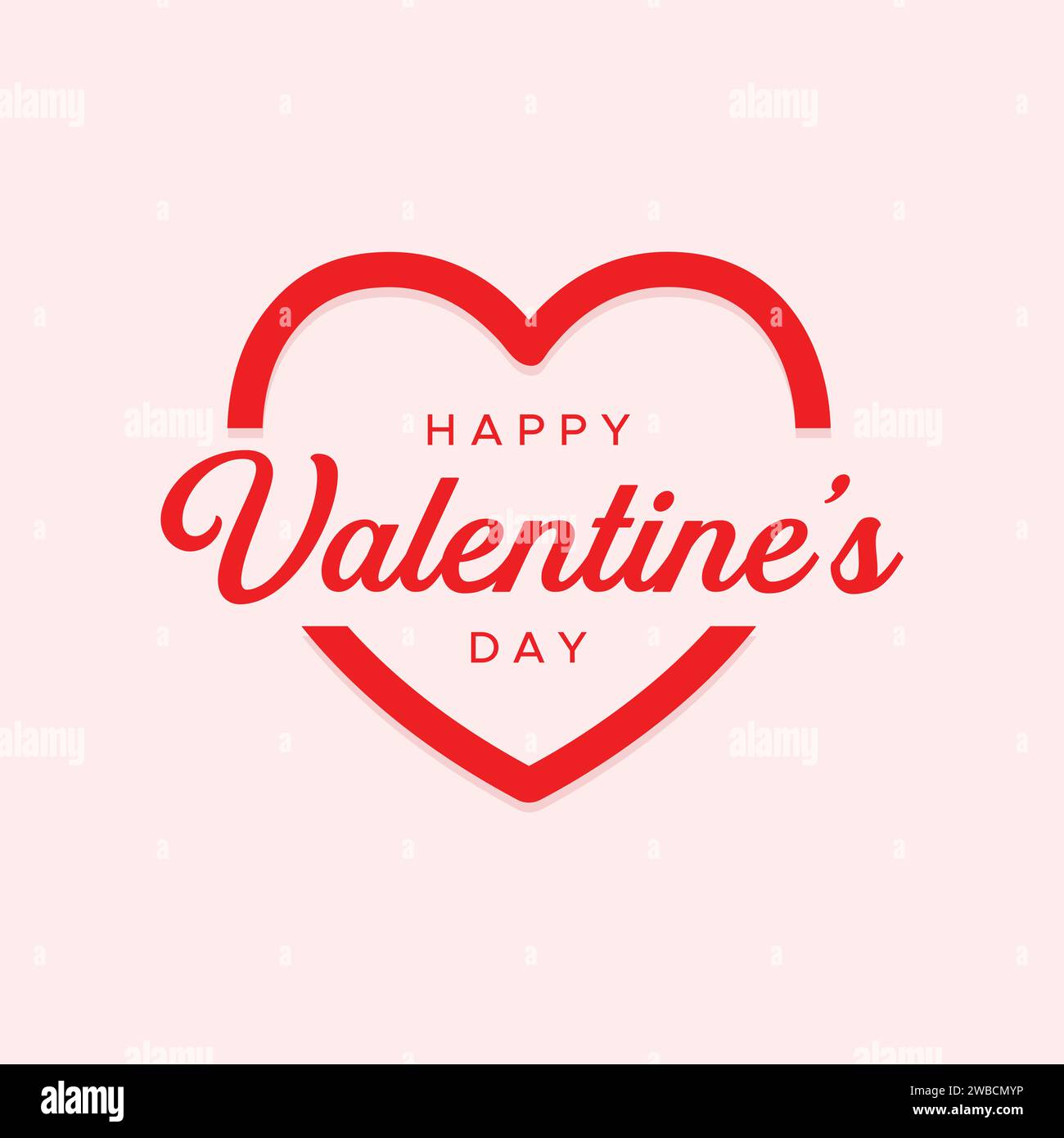 Happy Valentines Day Typografie Poster Design mit einer Herzform Vektor Illustration. Einfaches Design für Valentinstag-Feier. Stock Vektor