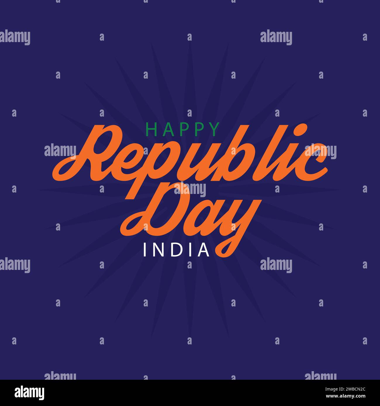 Happy Indian Republic Day am 26. Januar. Republik Tag Banner, Vorlage, Poster, Grußkarte Vektor Illustration auf blauem Hintergrund. Stock Vektor