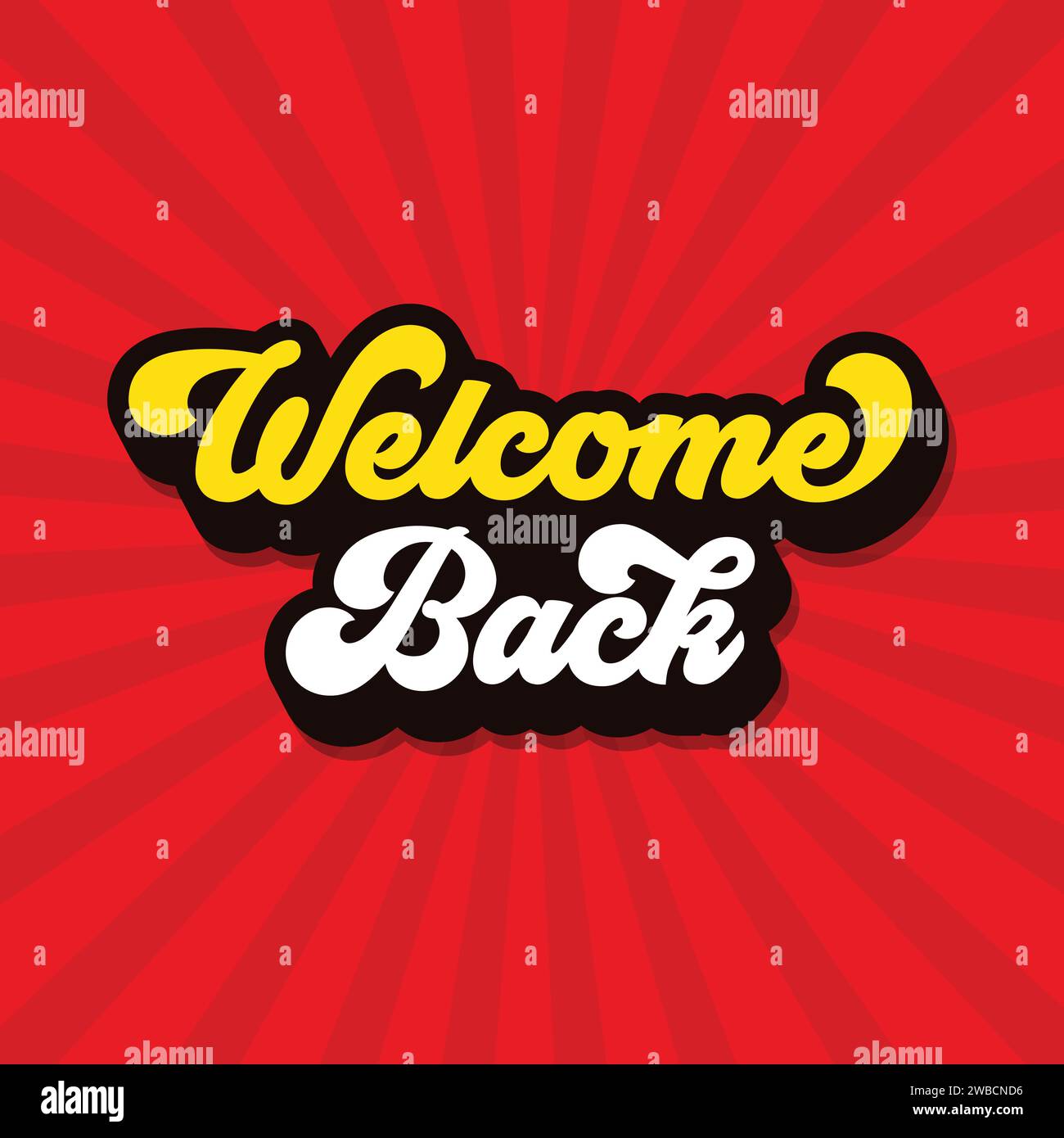 Willkommen zurück Vektorbeschriftung, Banner, Poster, Vorlage, Grußkarte. Willkommen zurück bearbeitbarer Text auf rotem Hintergrund. Stock Vektor Willkommen zurück Vektorbeschriftung, Banner, Poster, Vorlage, Grußkarte. Willkommen zurück bearbeitbarer Text auf rotem Hintergrund. Stock Vektor