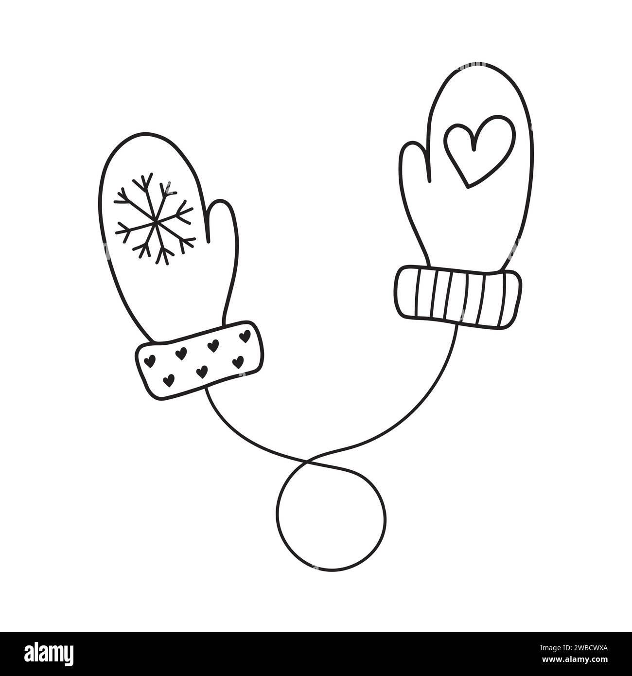 Winteraccessoires. Fäustlinge im Doodle-Stil Stock Vektor