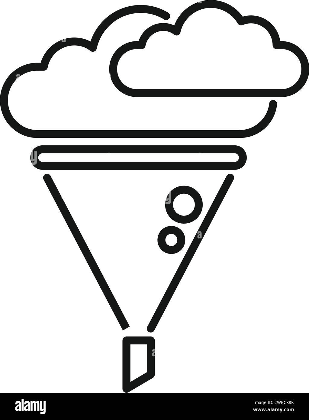 Konturvektor des Symbols „Cloud-Datenfilter“. Informationen hochladen. Geschäftsverteilung Stock Vektor