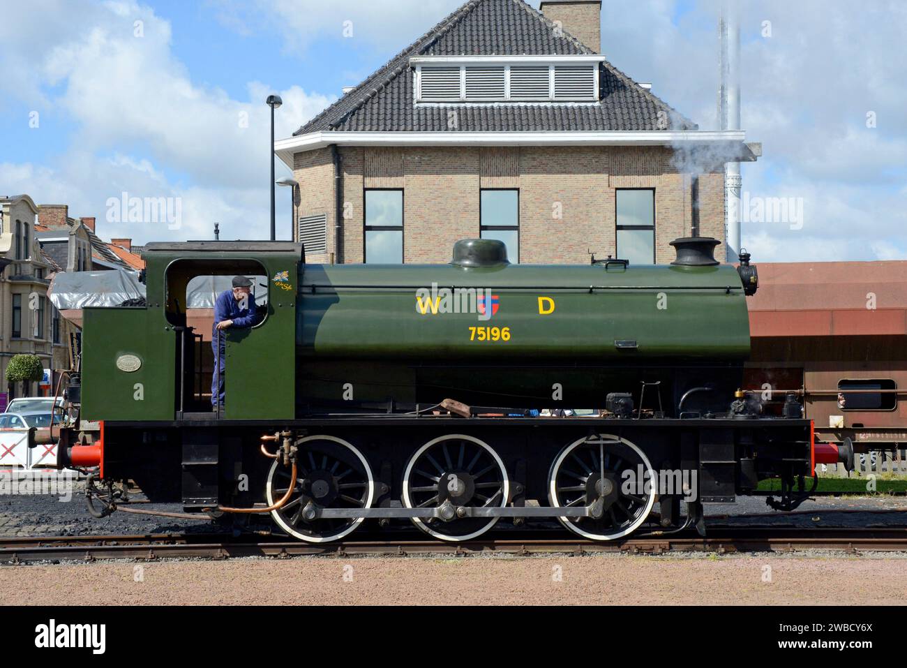 Dampflok Hunslet Austerity D196 'Errol Lonsdale'at Maldegem Heritage Station, Belgien, Mai 2022 Stockfoto