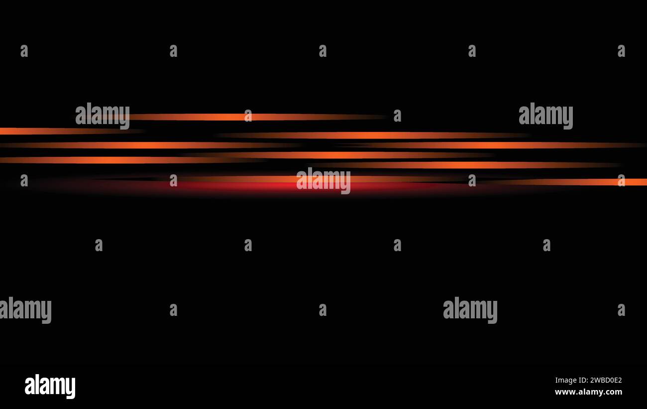 Schwarzer abstrakter Hintergrund mit orangefarbenen und weißen Streifen. Modernes dunkles abstraktes Bannerdesign. Stock Vektor