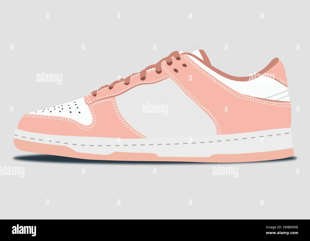 Vektor-Illustration von Unisex rosa und weiße Sneakers Schuhe. Stock Vektor