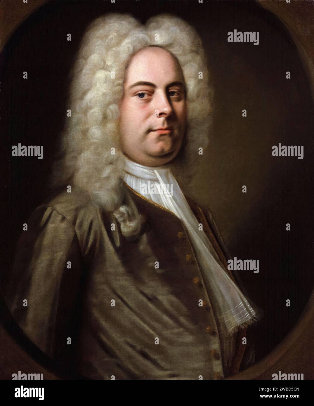 Georg Friedrich Händel (1685–1759), deutsch-britischer Barockkomponist, Portraitgemälde in Öl auf Leinwand von Balthasar Denner, 1726-1728 Stockfoto