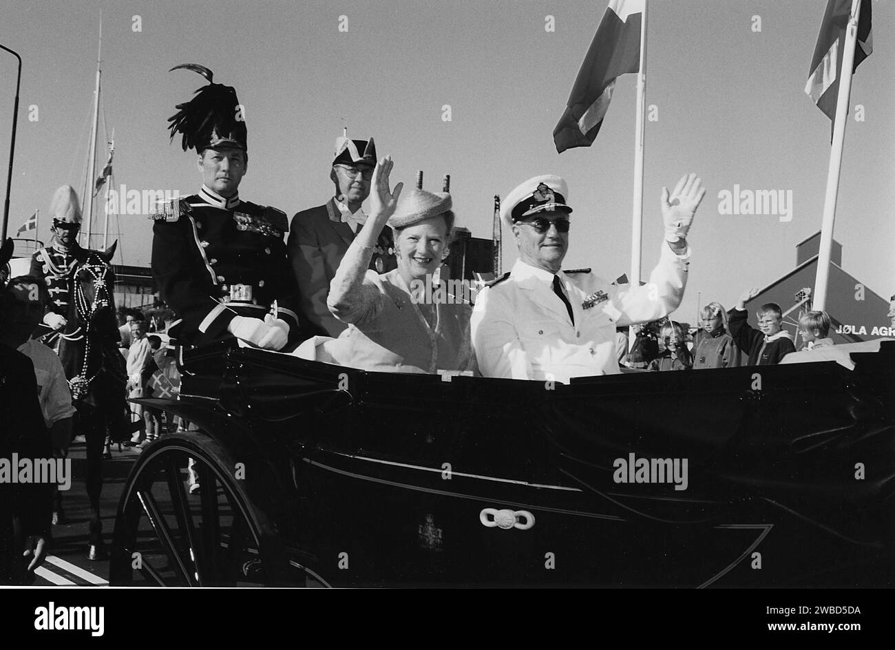 Neastved /Denmaerk  03 Oktober 1991 H.M.die Königin Margrethe II o Dänemark und H.R.H.Pricen Henrih lebten Nastved und ritten in königlichen Pferdehöfen . . Photo.Francis Joseph Dean / Deanpictures. Stockfoto