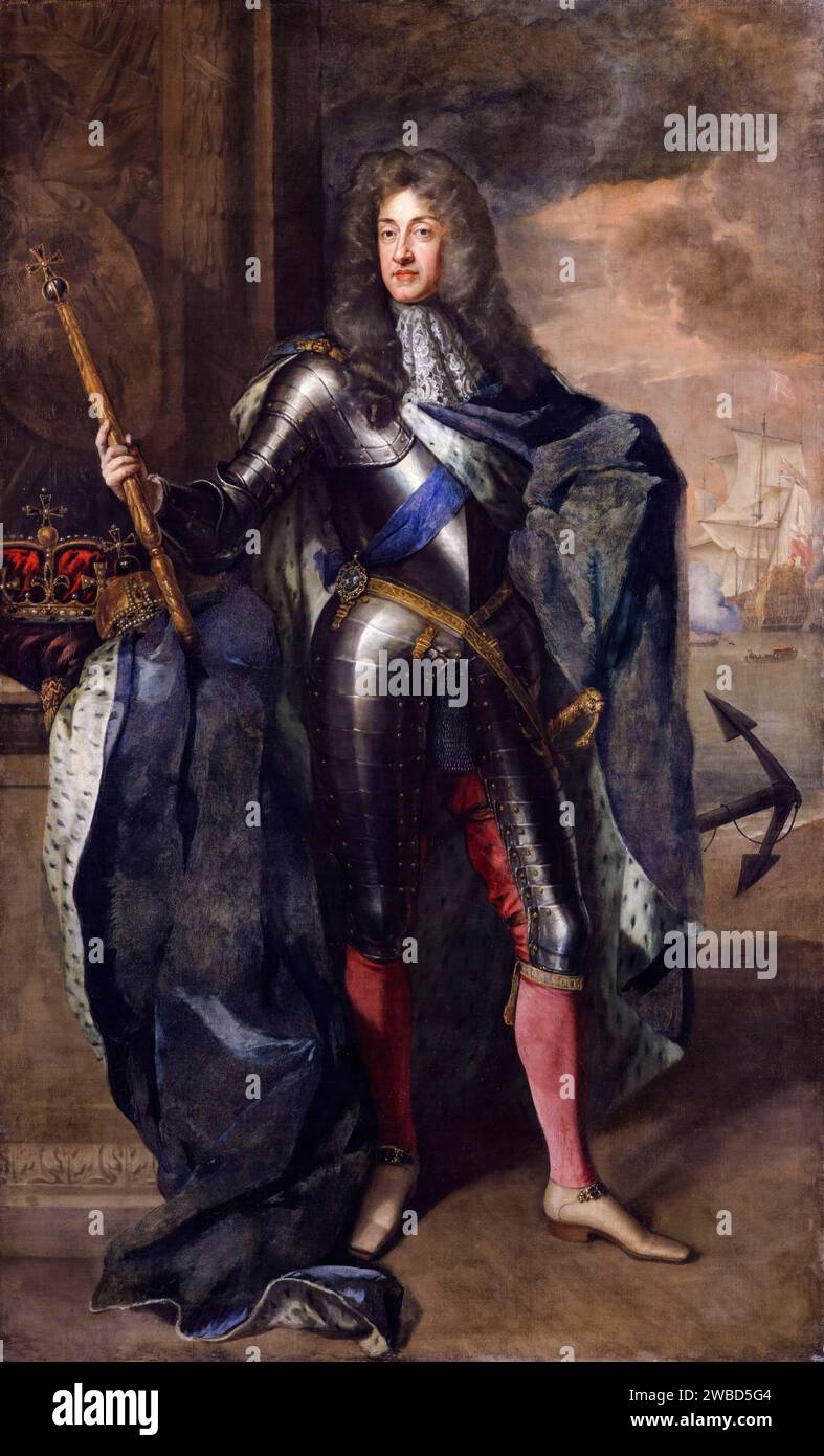 König Jakob II. Von England und VII. Von Schottland (1633–1701), regierte 1685–1688, Porträtgemälde in Öl auf Leinwand von Sir Godfrey Kneller, um 1690 Stockfoto