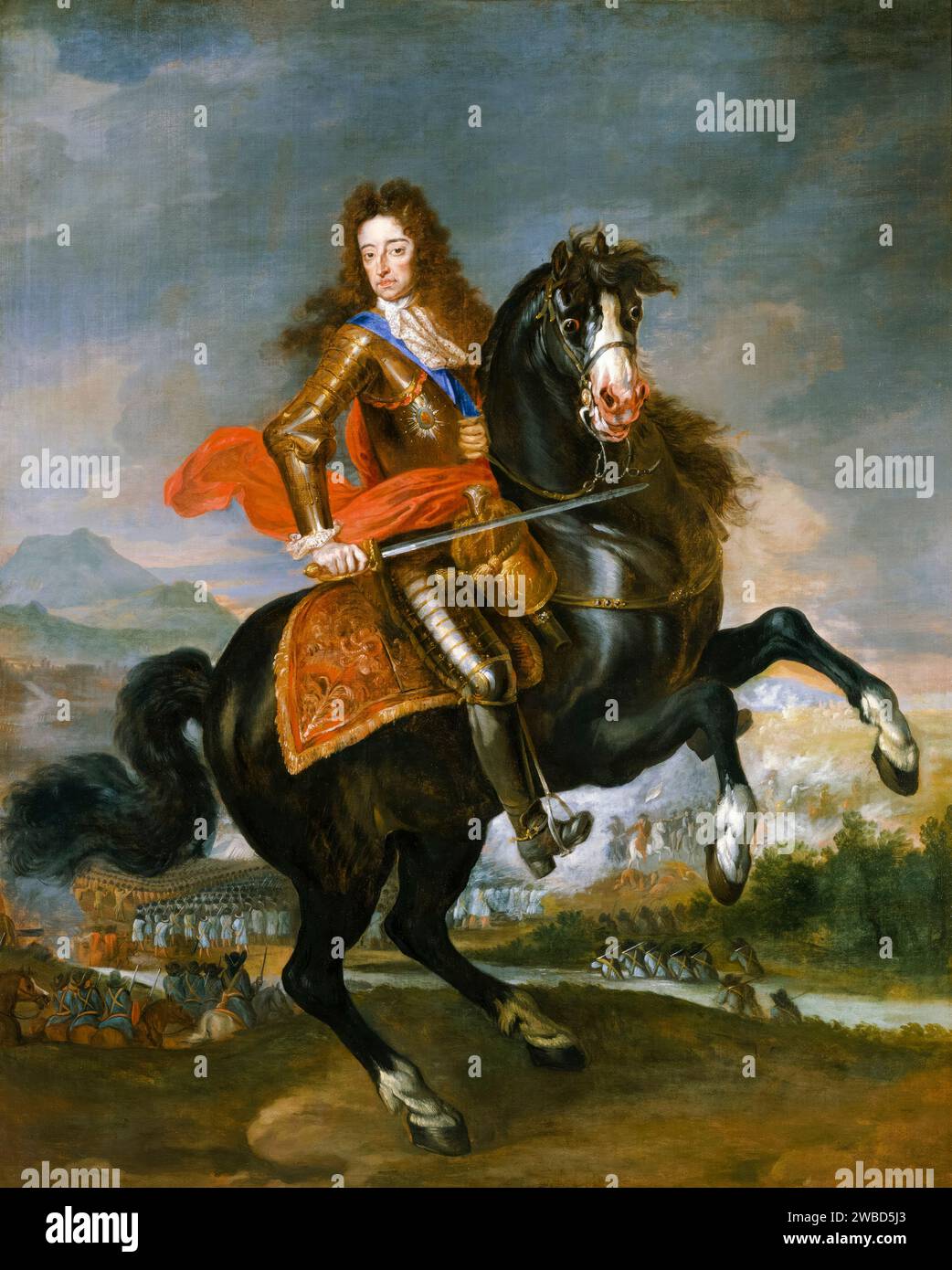 Wilhelm III. Von England, Prinz von Orange (1650–1702), Reiterporträt in Öl auf Leinwand von unbekanntem Künstler, um 1695 Stockfoto