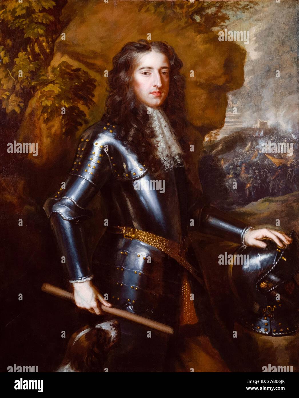Wilhelm III. (1650–1702), Prinz von Orange und König von England (1689–1702), in zeremonieller Rüstung, Porträtmalerei in Öl auf Leinwand von der Werkstatt von Sir Peter Lely, um 1677 Stockfoto