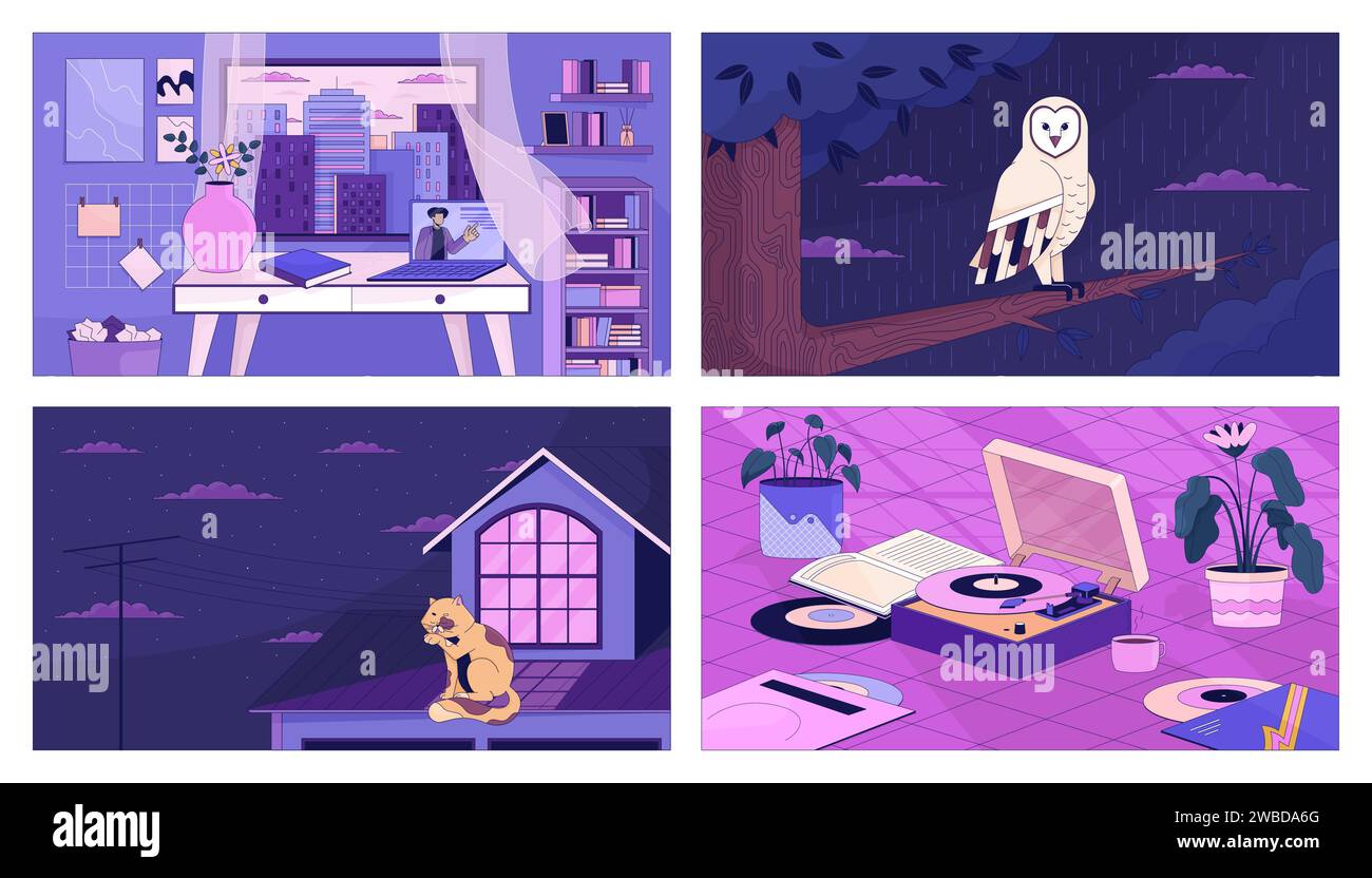 Entspannende, atmosphärische Lofi-Tapeten Stock Vektor