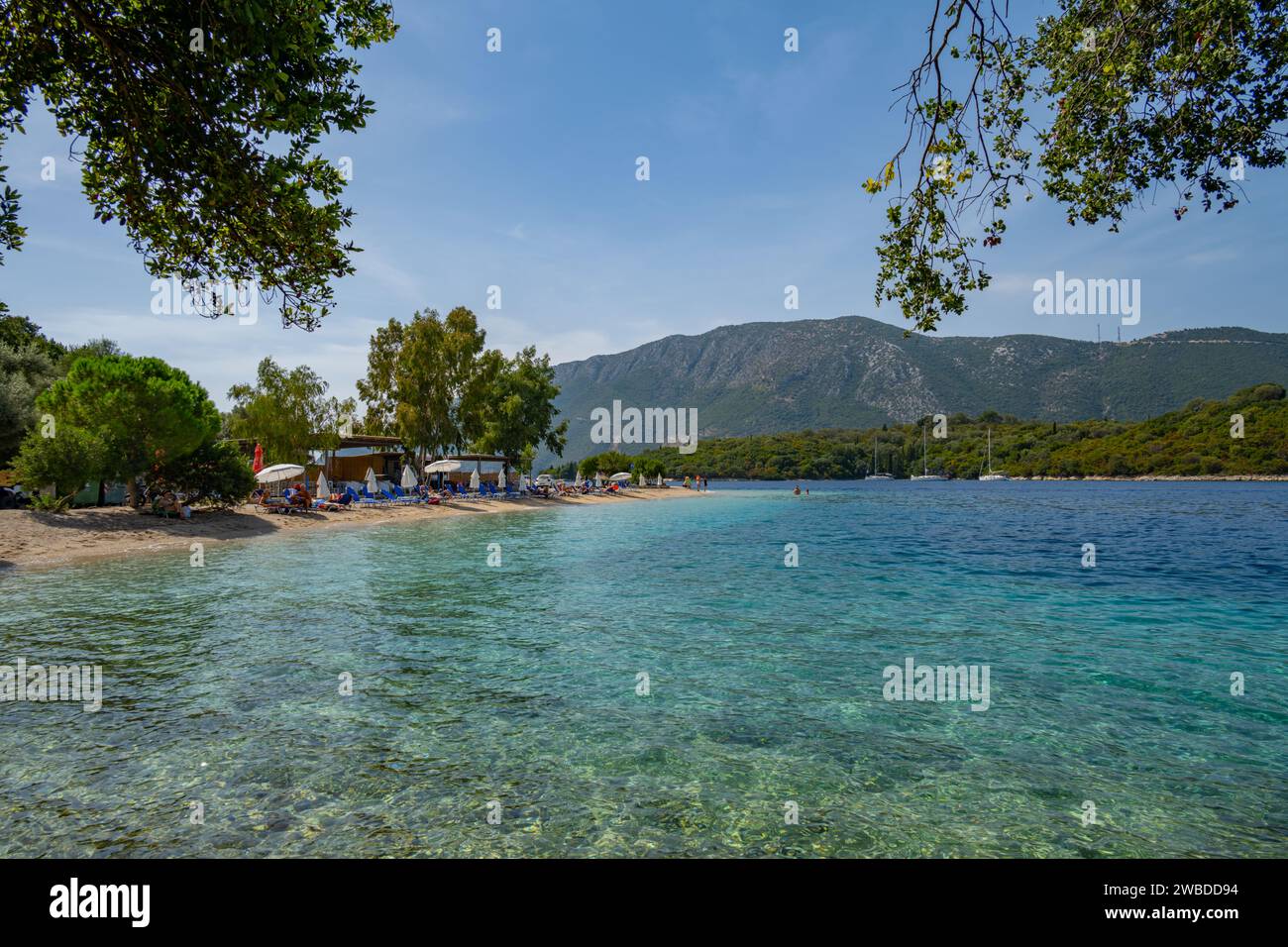 Ammoglossa Beach auf der griechischen ionischen Insel Meganisi Stockfoto