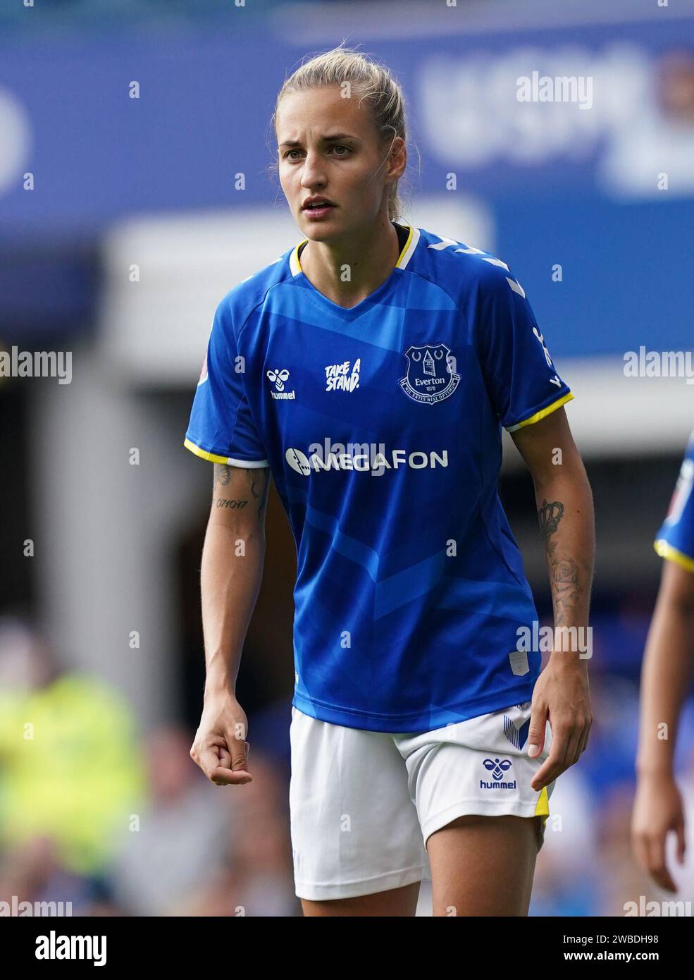 Aktenfoto vom 04.09.2021 von Evertons Nathalie Bjorn. Chelsea hat die schwedische Verteidigerin Nathalie Bjorn aus Everton für einen Deal unter Vertrag genommen, der bis zum Sommer 2027 läuft. Ausgabedatum: Mittwoch, 10. Januar 2024. Stockfoto