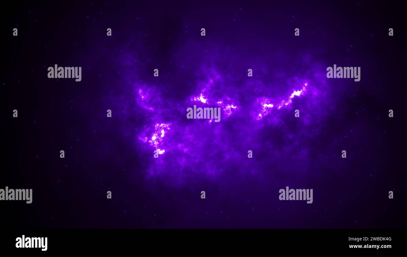 Abstraktes lila Partikel auf dunklem Hintergrund Stockfoto