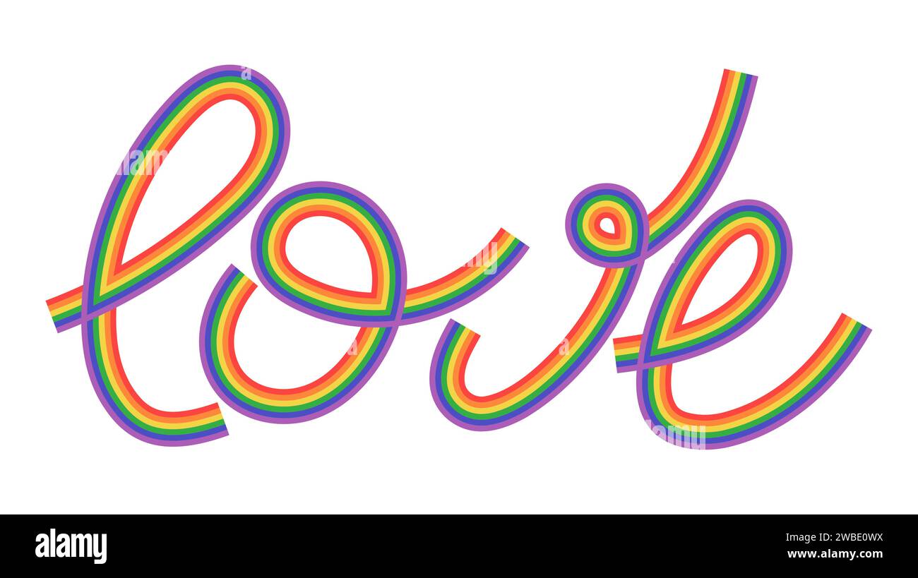 Love Lettering LGBTQ Regenbogenflagge Vektor Illustration Stock Vektor