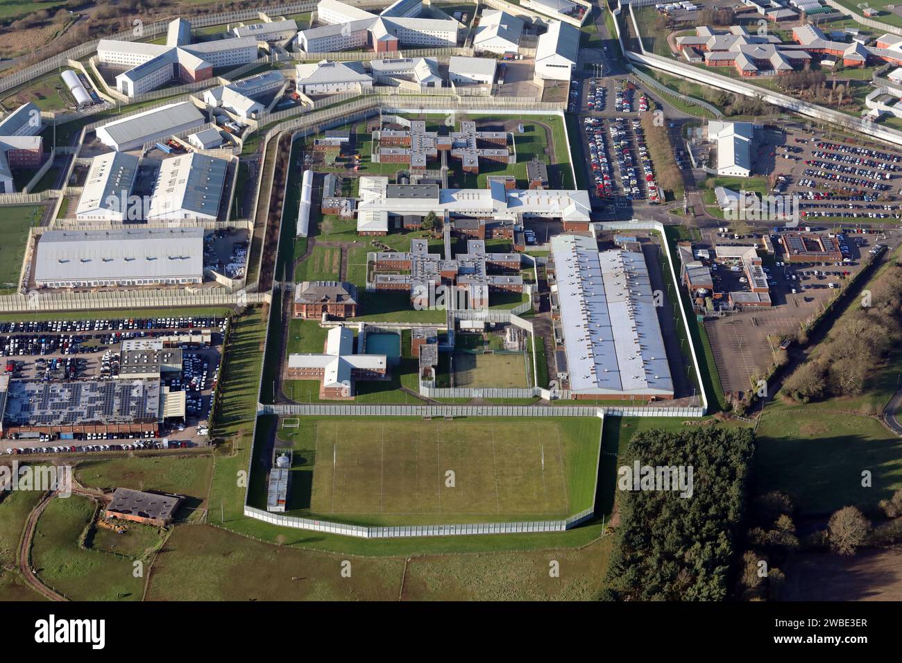 Luftaufnahme von HMP Oakwood Stockfoto
