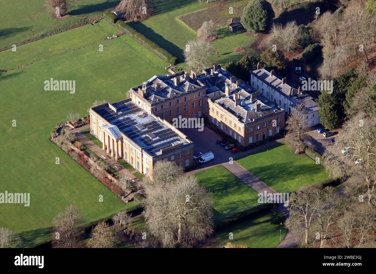 Himley Hall and Park aus der Vogelperspektive in Himley, Dudley, West Midlands, Großbritannien Stockfoto