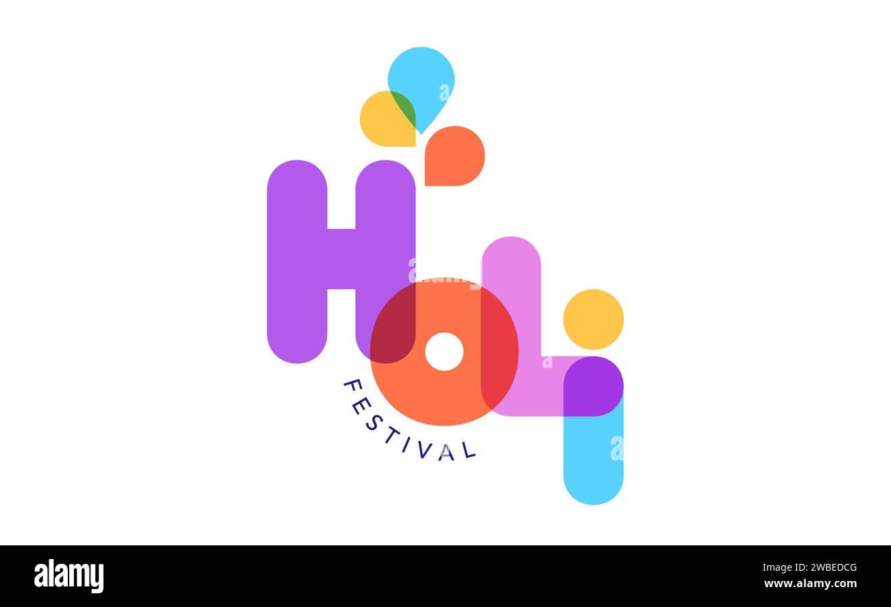 Happy Holi Festival, Festival der Farben. Holi-Logo. Farbenfrohes Konzeptdesign, Banner und Hintergrund Stock Vektor
