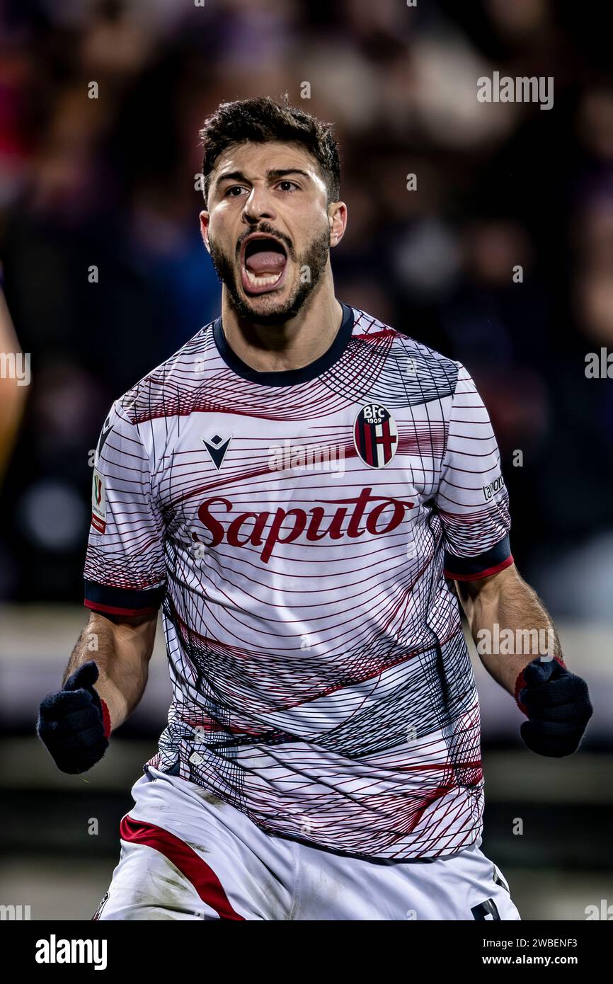 Riccardo Orsolini (Bologna) während des Italienmeisterspiels zwischen Fiorentina 5-4 dts Bologna im Artemio Franchi Stadium am 9. Januar 2023 in Florenz Italien. Quelle: Maurizio Borsari/AFLO/Alamy Live News Stockfoto